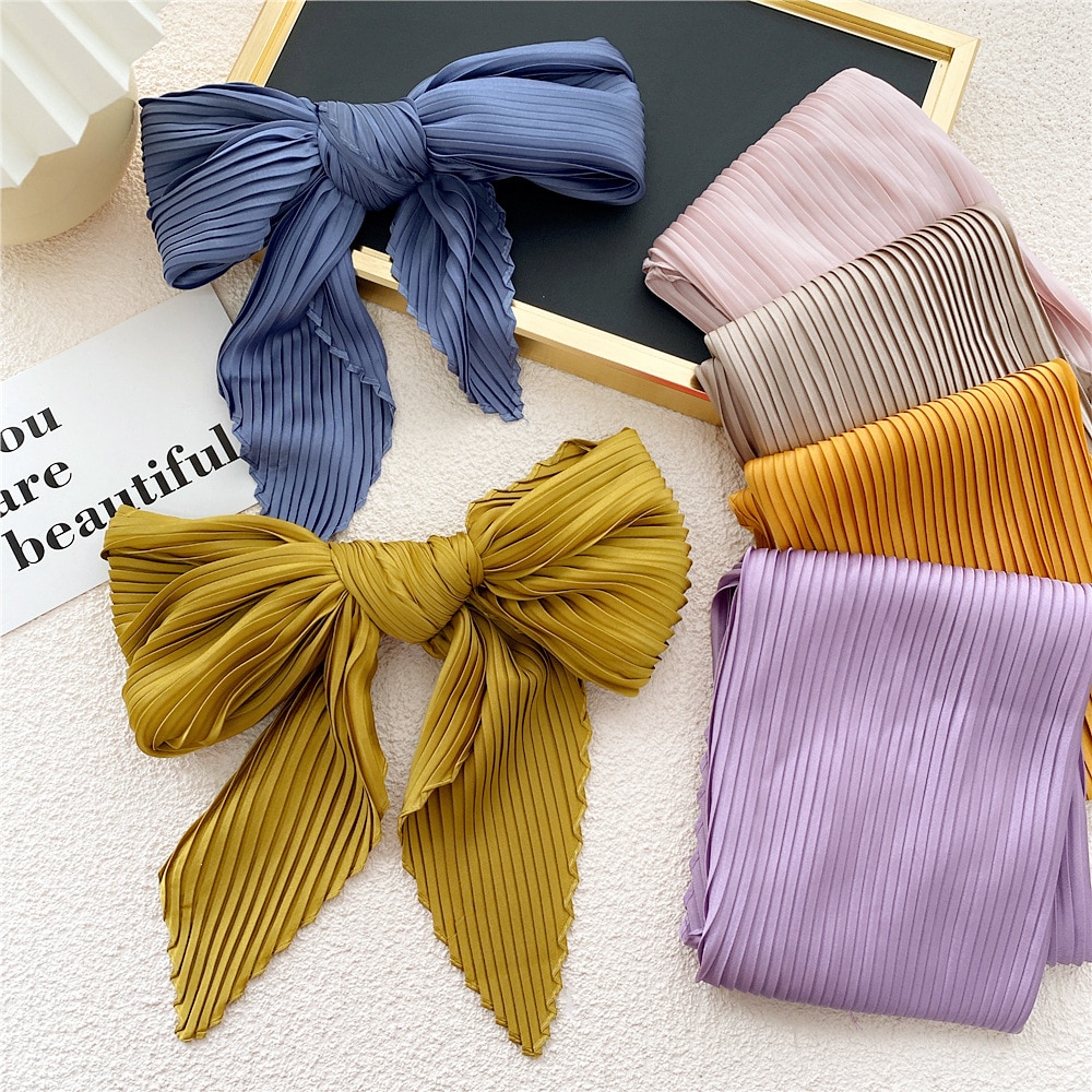 Petite écharpe soyeuse en Satin pour femmes, Foulard froissé froissé à la , châle, Bandana, mouchoir