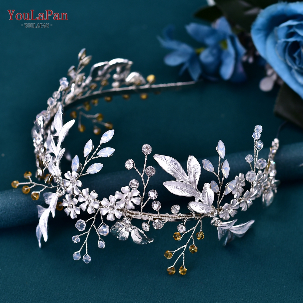 YouLaPan, diadema para la frente de la novia, tocados brillantes con diamantes de imitación para boda, mujer, de graduación, accesorios de joyería para la cabeza HP599: Zinc negro plateado