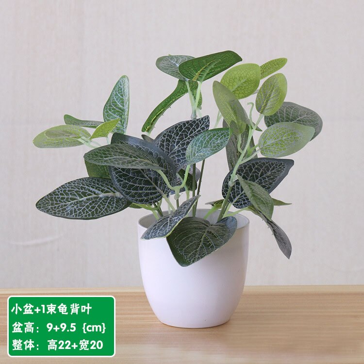 22cm artificiel vert aneth persan feuilles plantes bonsaï maison salon balcon bureau décoration blanc en pot plantes bonsaï: Style 15