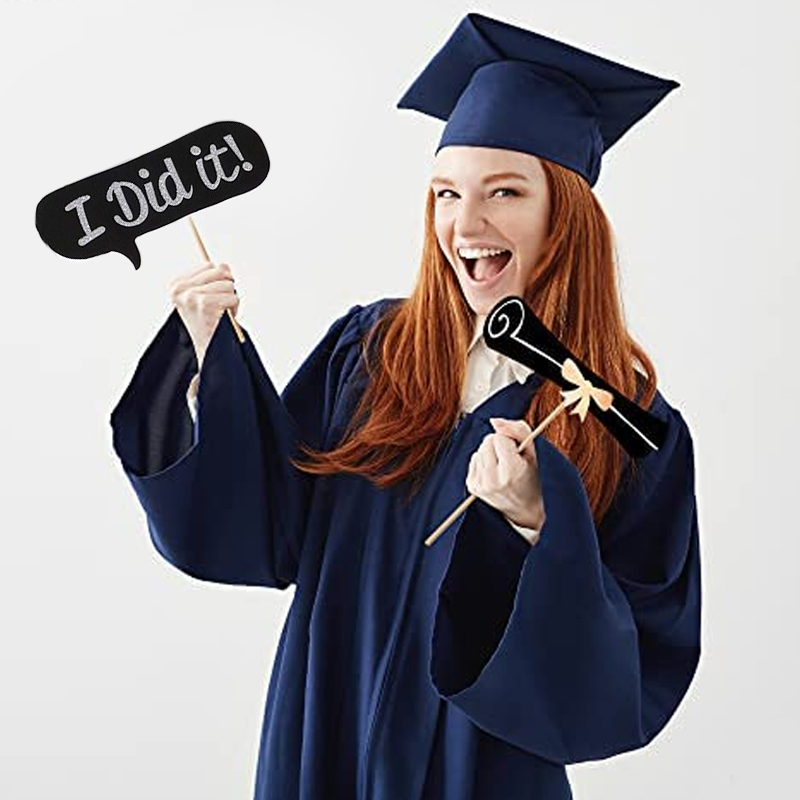 25pcs Graduation Photo Booth Props Graduation 2022 Party Decorations Fun Photobooth Bachelor Cap Grad Congrate Graduated Favors