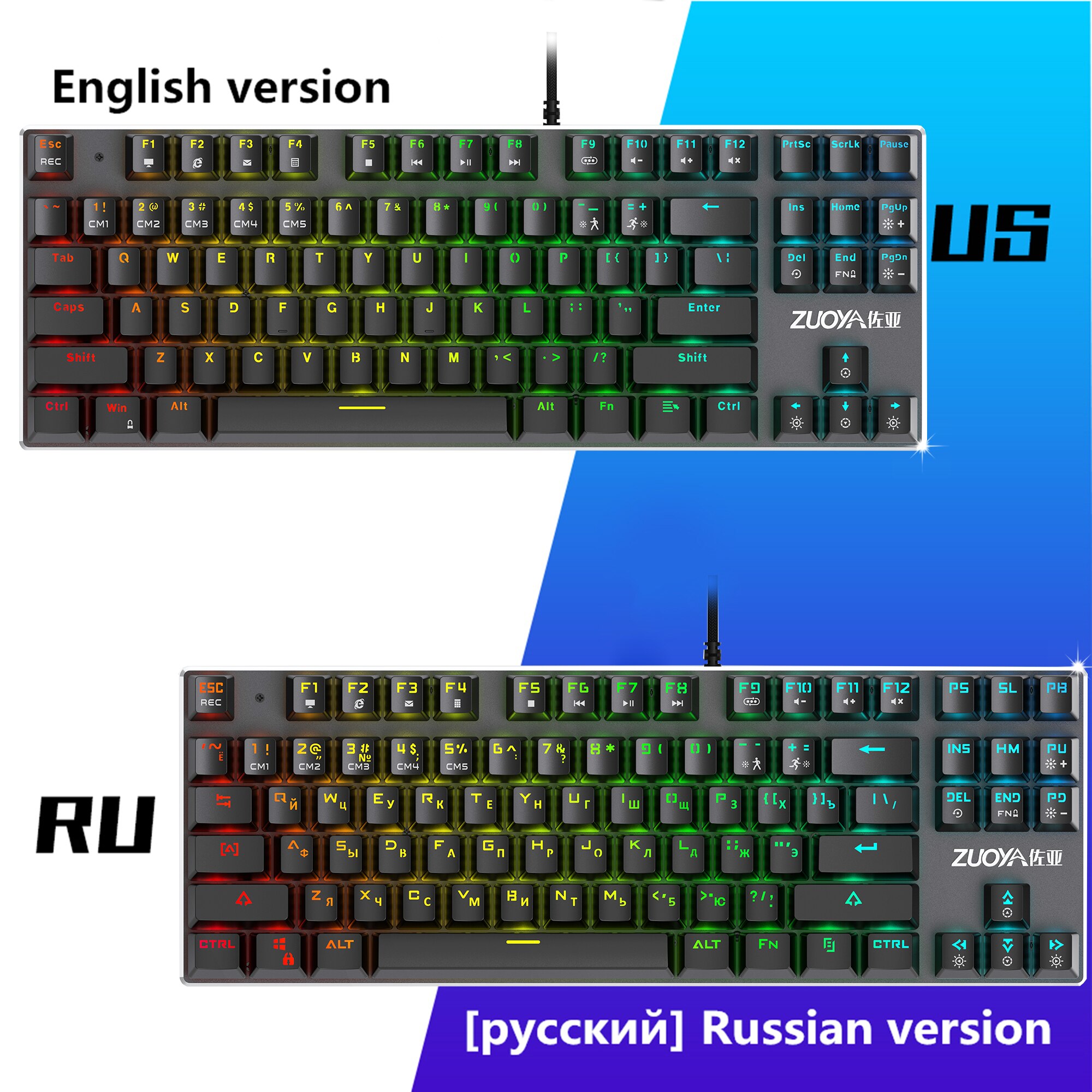 ZUOYA Mechanical Keyboard RGB/Mix Backlit Wired USB Gaming Keyboard Blue Red Black Switch Anti-ghosting For PC Laptop Gamer