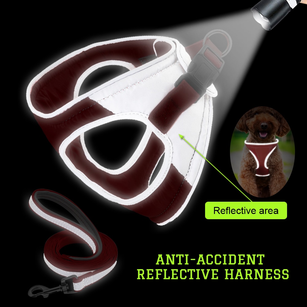 Soft Padded Dog Harness For Small Medium Dogs Chihuahua Pug Harness No Pull Adjustable Reflective Pet Puppy Harness Vest Safety