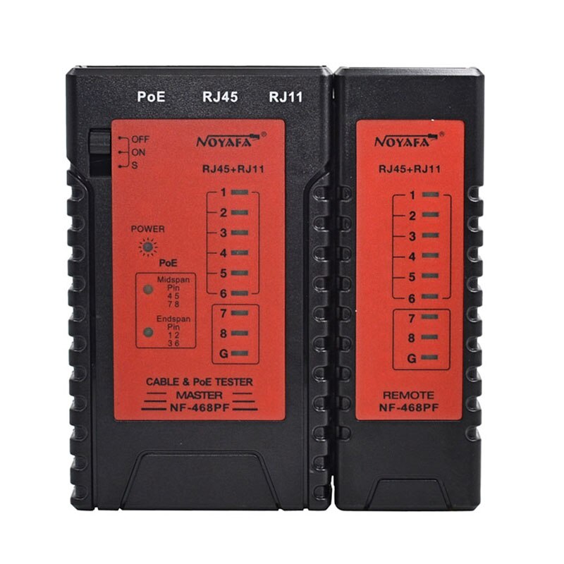 NOYAFA NF-468PF Cable Continuity Tester Ethernet RJ45 &amp; RJ11 POE Telephone Wire LAN Network Tracker Detector Automatically Test