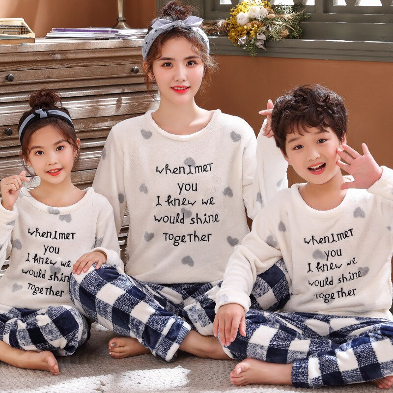 Julis sång familj vinter flanell pyjamas set varm söt förälder pyjamas barn pyjamas familj outfits pyjamas sovkläder