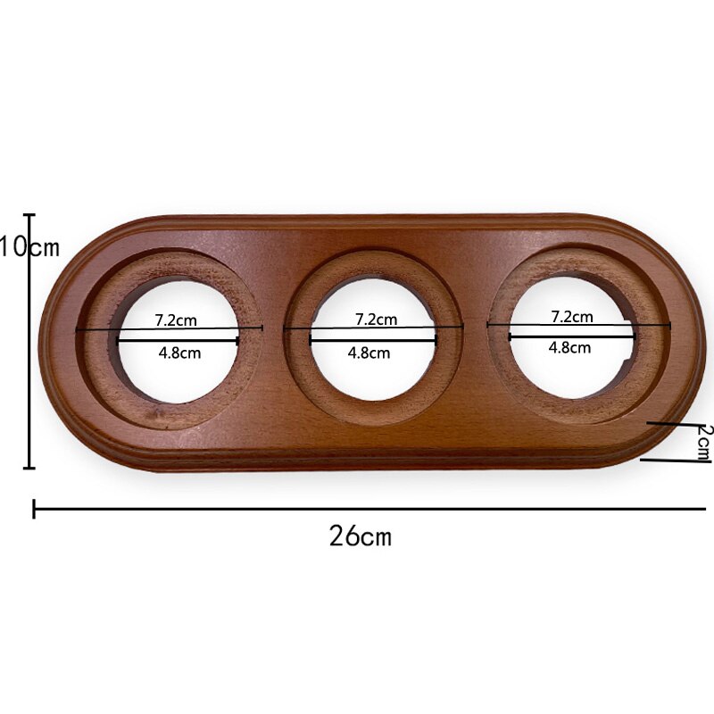 Switch Accessories Wooden Base Round Hole Diameter 72 mm Retro Switch Socket Wooden Base Brown Primary Wood Color: 3-Gang Dark Brown