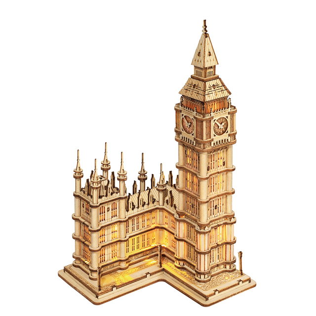 Robotime Wooden Puzzle Game DIY 3D Tower Bridge,Big Ben,Famous Building Assembly Toy for Children Teen Adult: TG507