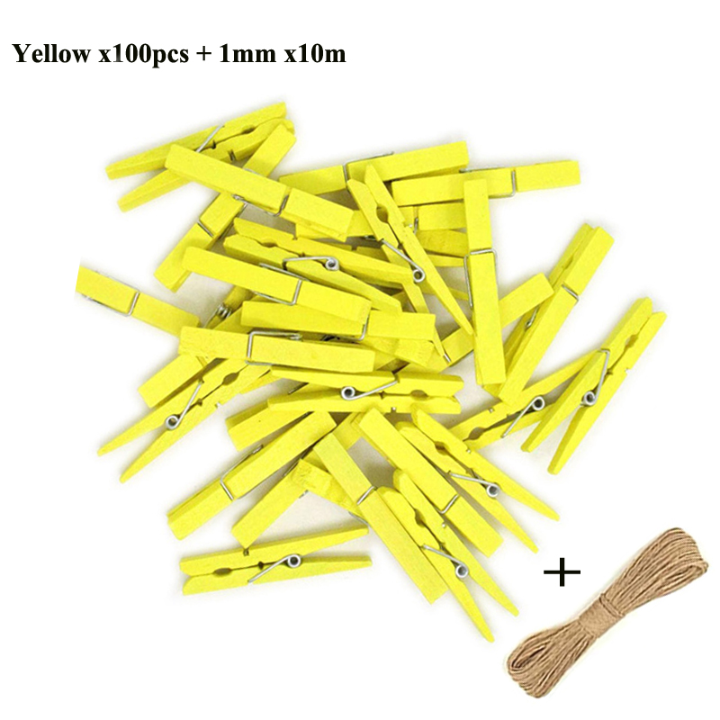 50/100 mini klesklyper i tre , , 1- cm små treklyper, hamptau til fotovegger og gjør-det-selv-håndverk.: Marineblå