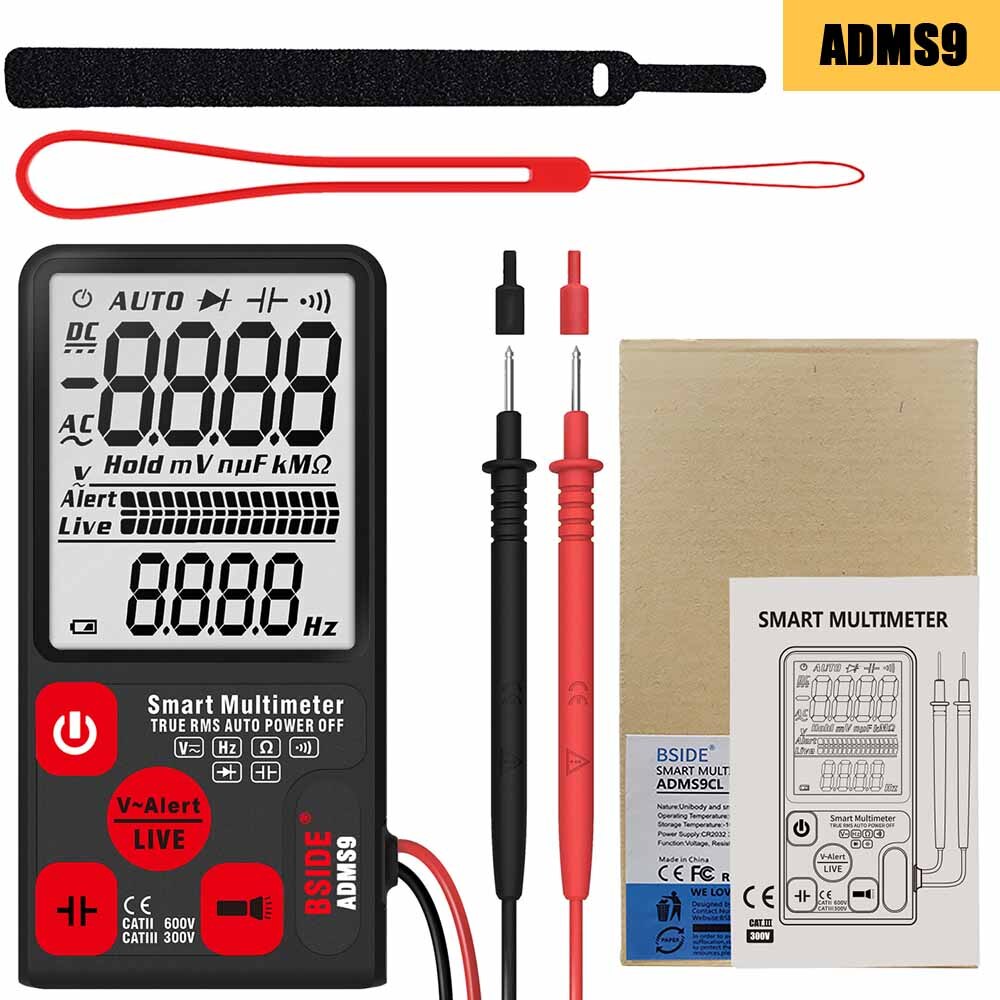 Mini Digitale Multimeter BSIDE ADMS9 S7 Tester Voltmeter Ohm Weerstand NCV Continuïteit Test Met: ADMS9 Multimeter