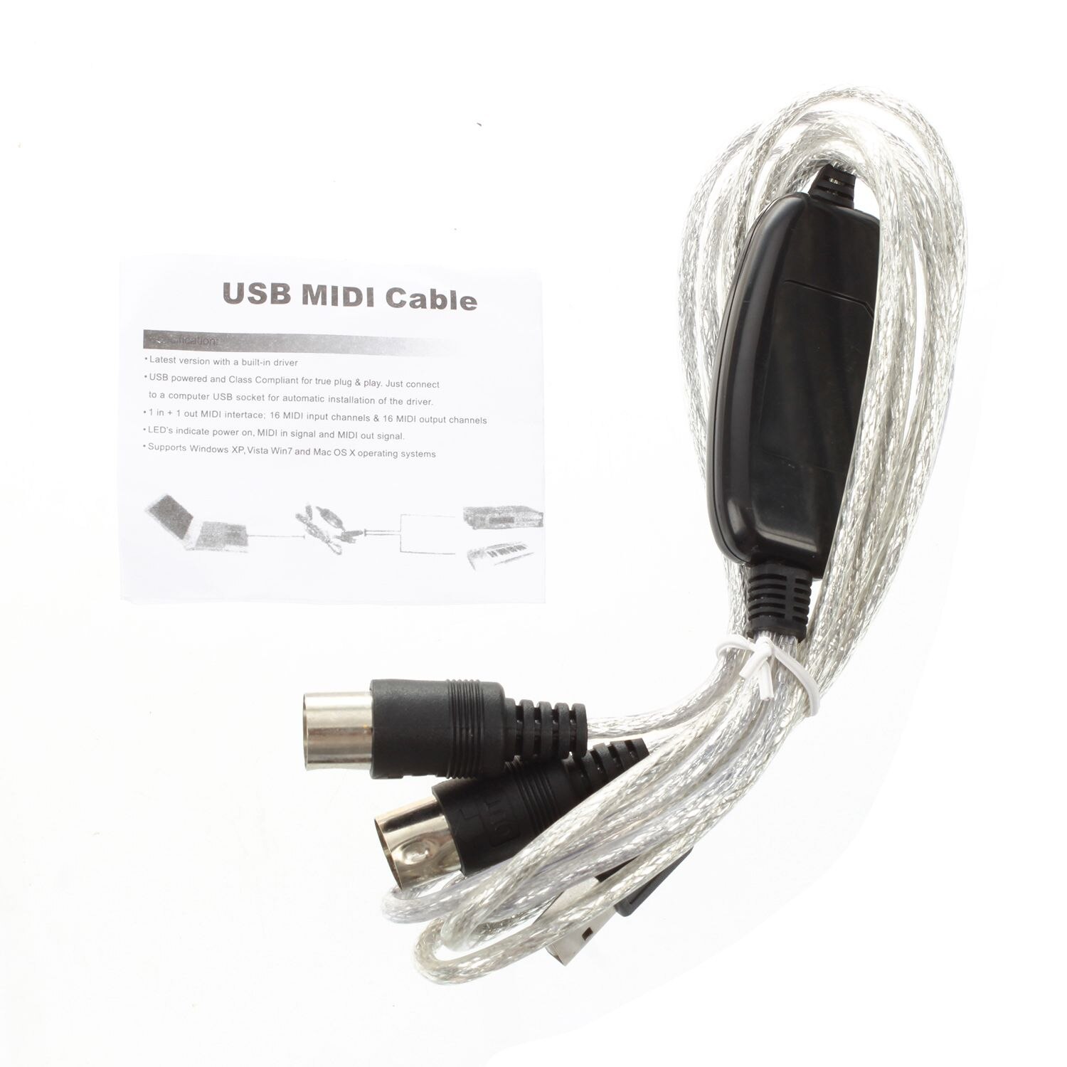 Semoic Usb In-Out Midi-Kabel Converter Pc Naar Music Keyboard Adapter Cord