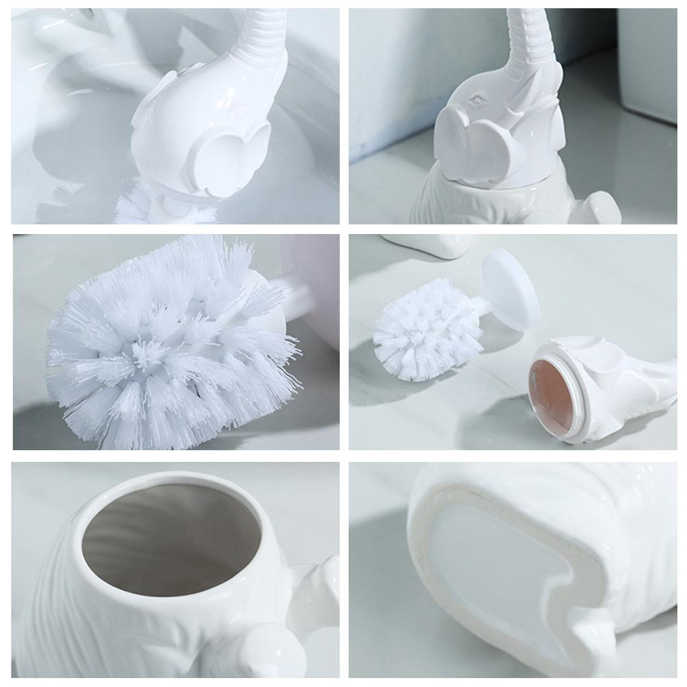 Elefant Toilette Bürste Halter einstellen lang handhaben Bad Toilette Bürste Keramik + Plastik abnehmbar Elefant Form Bürste Halter