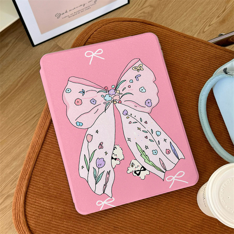 Cute Flower Bowknot Case For Apple iPad Air Pro 11 inch Air 5/4 10.9 iPad 10 Gen 10.2 Air 3 10.5 inch Cover with Pen Holder