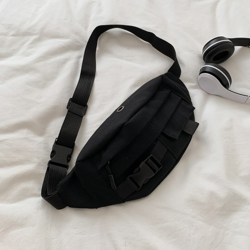 Borsttas ins super fire kleine tas casual schoudertas messenger bag japanse rugtas heuptas meisjestas: Zwart