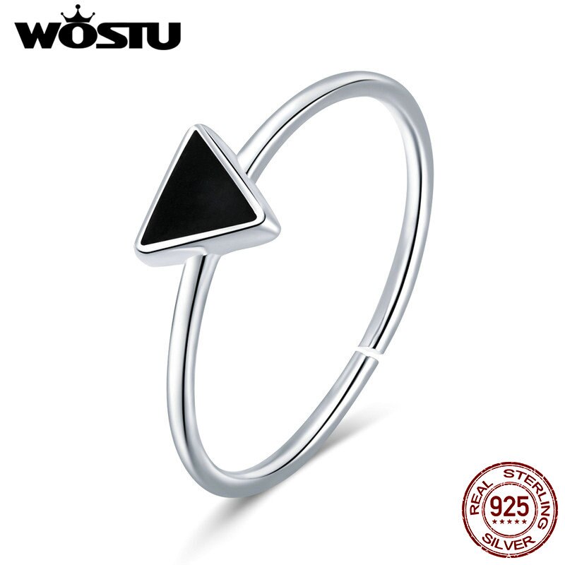 WOSTU réel 925 en argent Sterling géométrique Triangle ouvert bagues pour les femmes homme Cool Fine bijoux réglable anneau CSR158