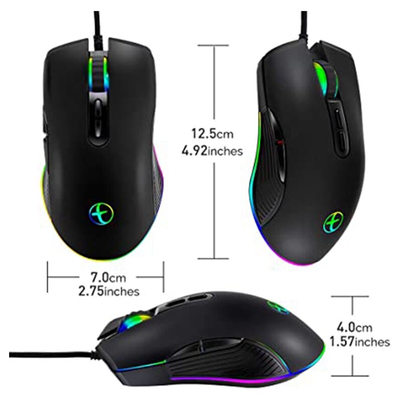 USB C Mouse Type C Ergonomic Wired Mouse RGB Gaming Mouse Optical Mouse