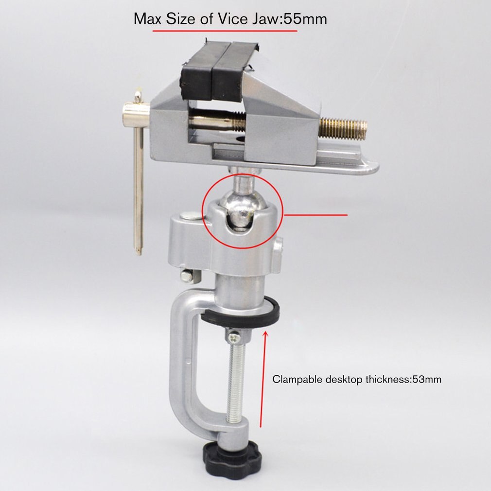 2 in 1 Table Vise Bench Vice Aluminium Alloy 360 Degree Rotating Universal Vise Precise Mini Vise Clamp Alloet