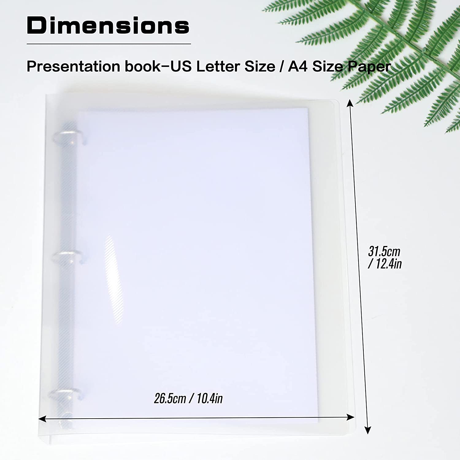 A4 Size 3 Ring Transparency Binder Cover Organizer Folder Holds 8.5&#39;&#39; x 11&#39;&#39; Paper, Clear View Binder D Ring for School, Office