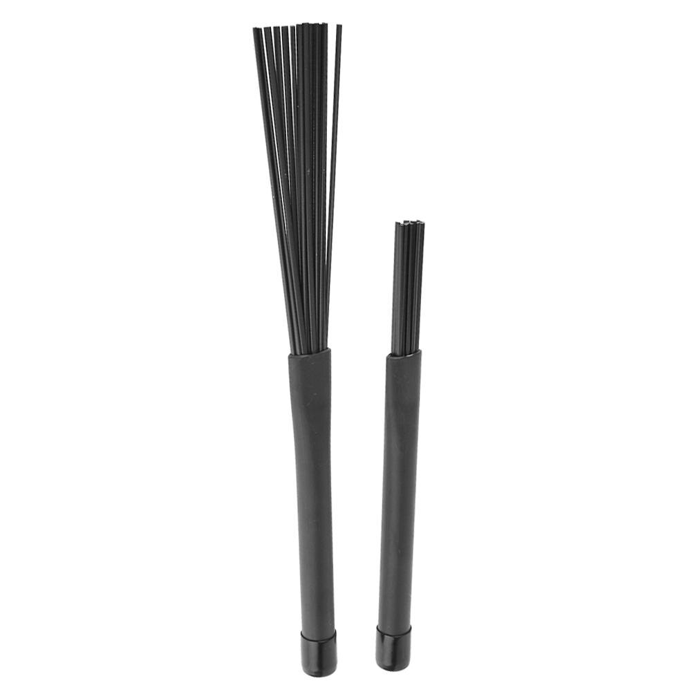 Escobillas para batería de Jazz, baquetas de percusión de 230mm * 20mm * 15mm, 2 uds., cepillo retráctil de nailon con mango de goma: Black