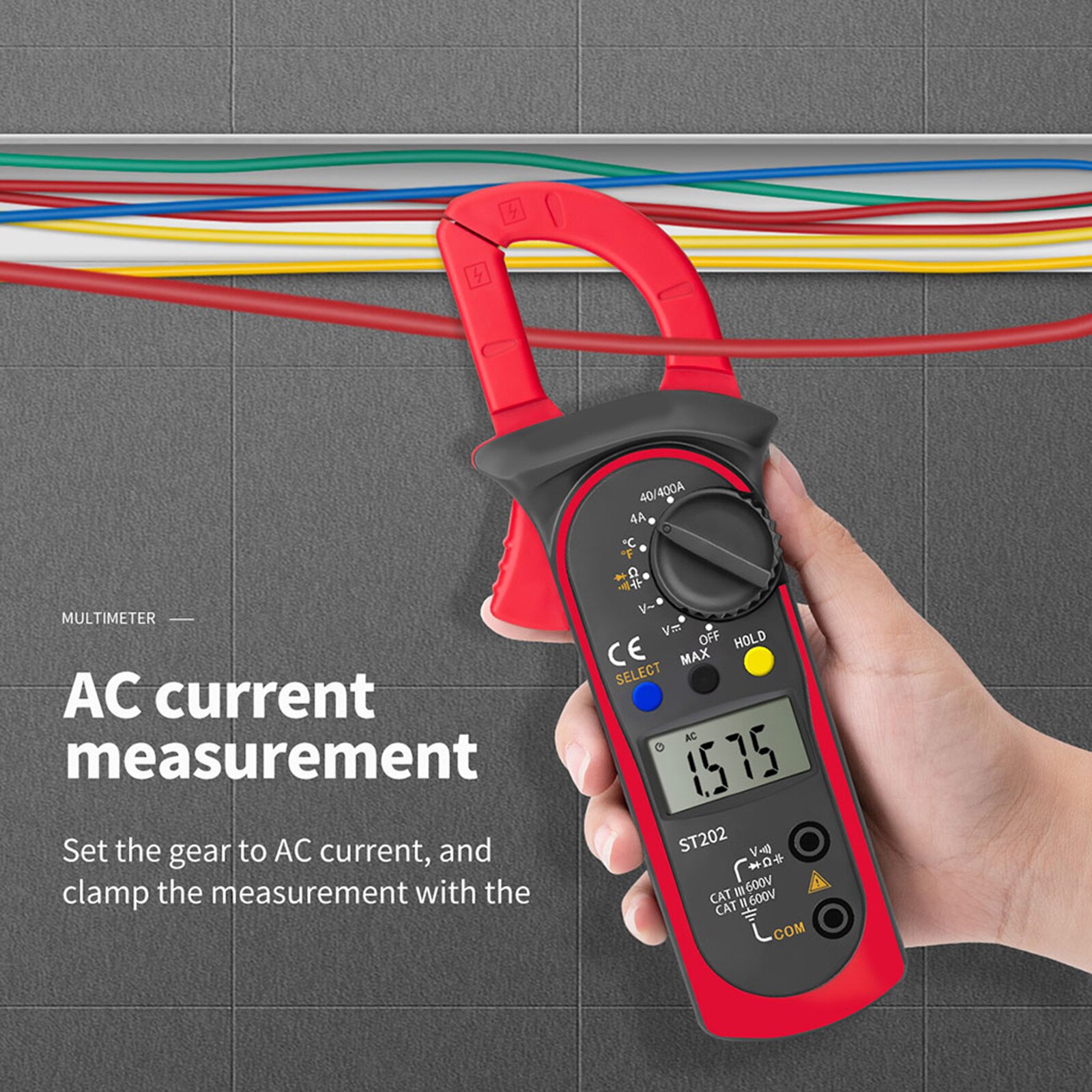ST202 Digitale Clamp Multimeter Widerstand Ohm Transistor Tester AC/DC Strom Voltmeter Lcr Clamp Meter mit Temperatur