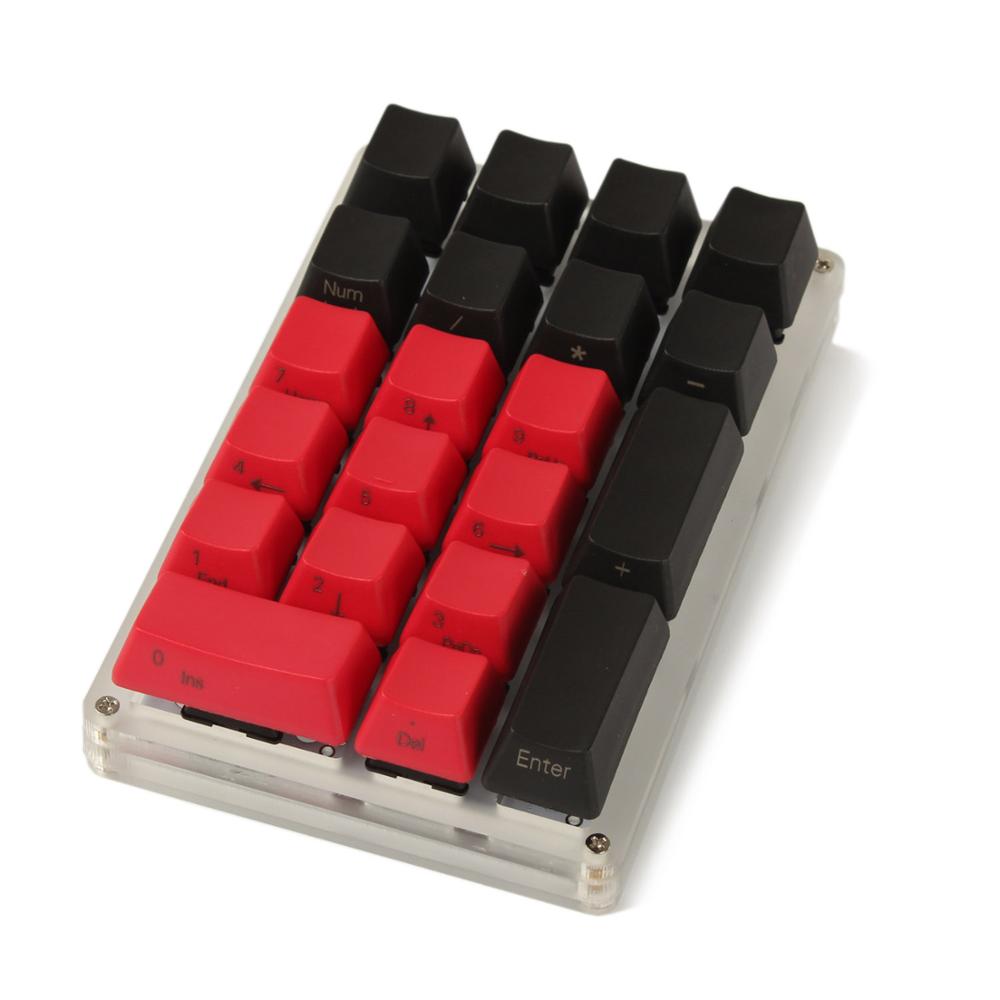 21 Key YMDK Side-printed Blank Top-printed Thick PBT ABS Keycap For MX Switches Mechanical Keyboard Numpad (ONLY KEYCAP): Black Red Mixed / Side printed