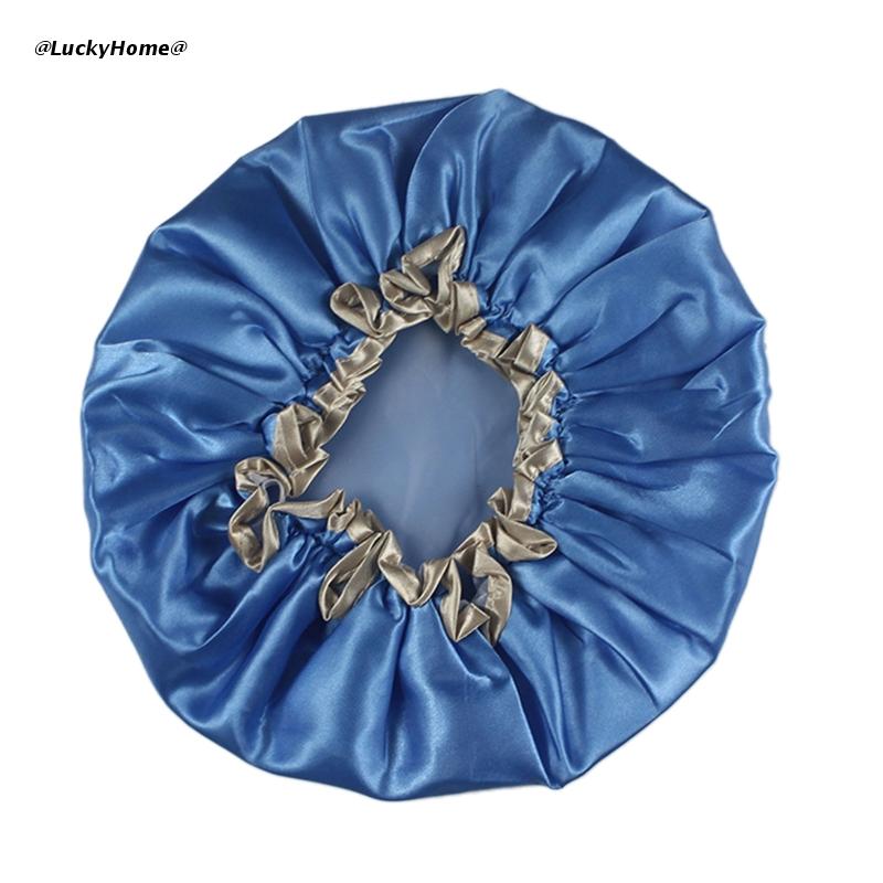 Bonnet de bain épais Double couche, imperméable, pour femmes, accessoires de salle de bain, pour voyage, Spa, hôtel, maison: Sea blue