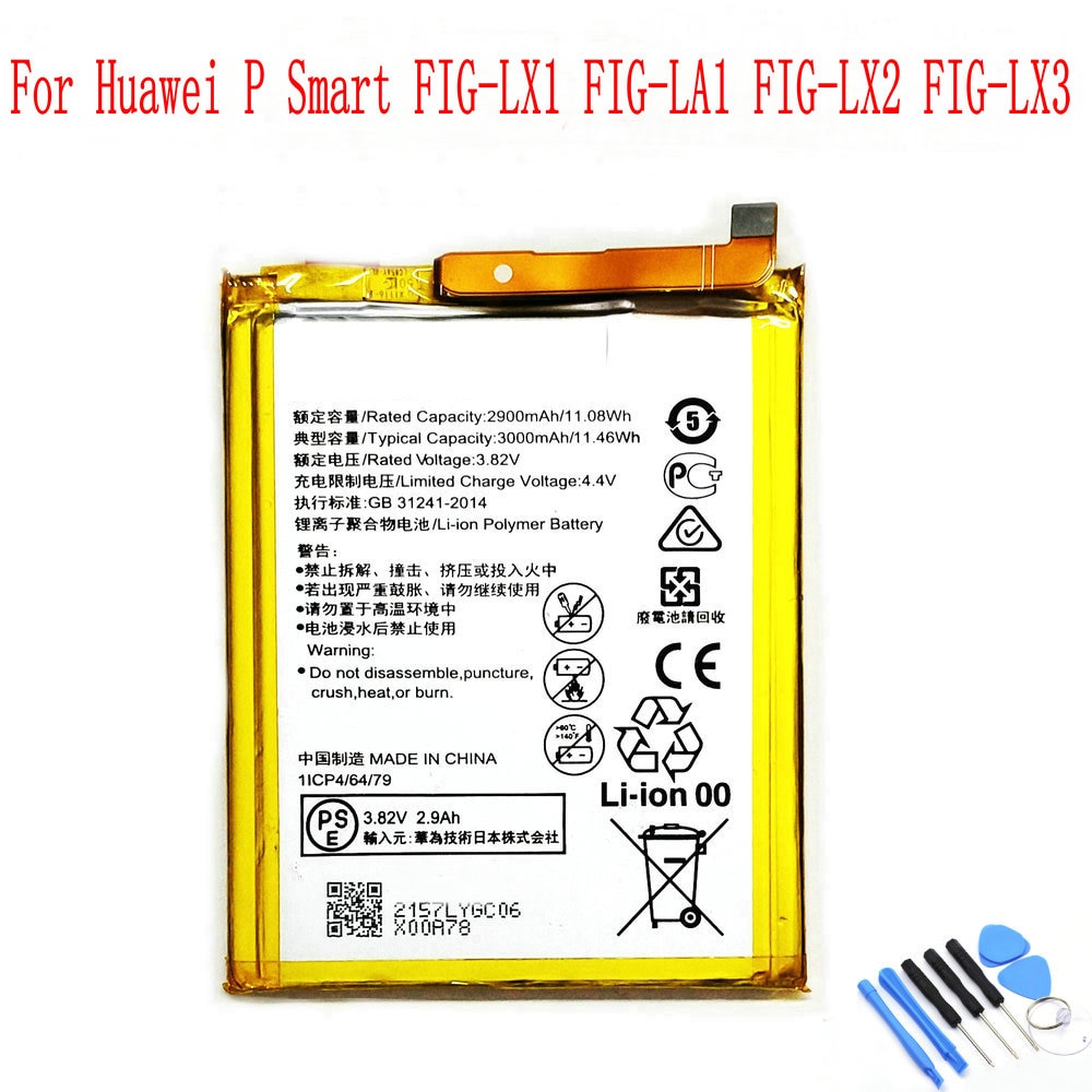 Bateria 100% mah original para celular huawei p smart, 3000 FIG-LX1 FIG-LA1 FIG-LX2
