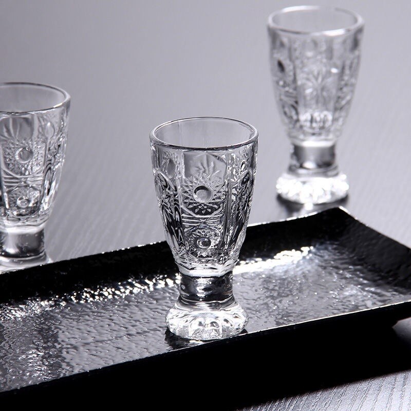 6 stk graverede shotglas glasfrit vinglas mini glas kopper til likør tequila hjemmebar fest drinkware 40ml