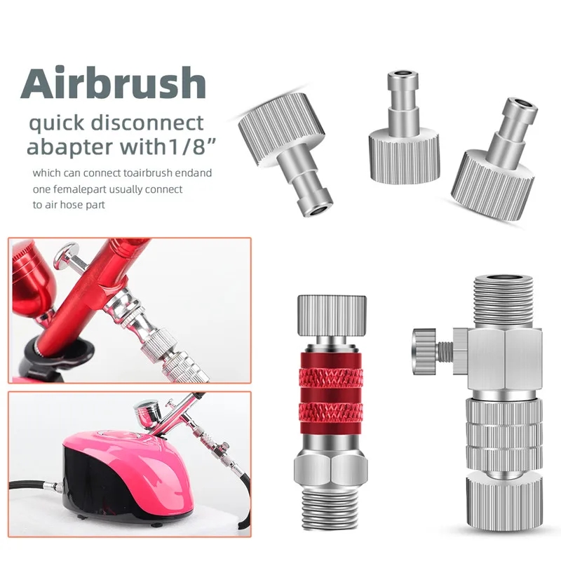 Air Brush Quick Release Coupling Adapter Airbrush Adjustment Control Valve Quick Disconnect Fit 1/8"Tool for Airbrush Sprayer