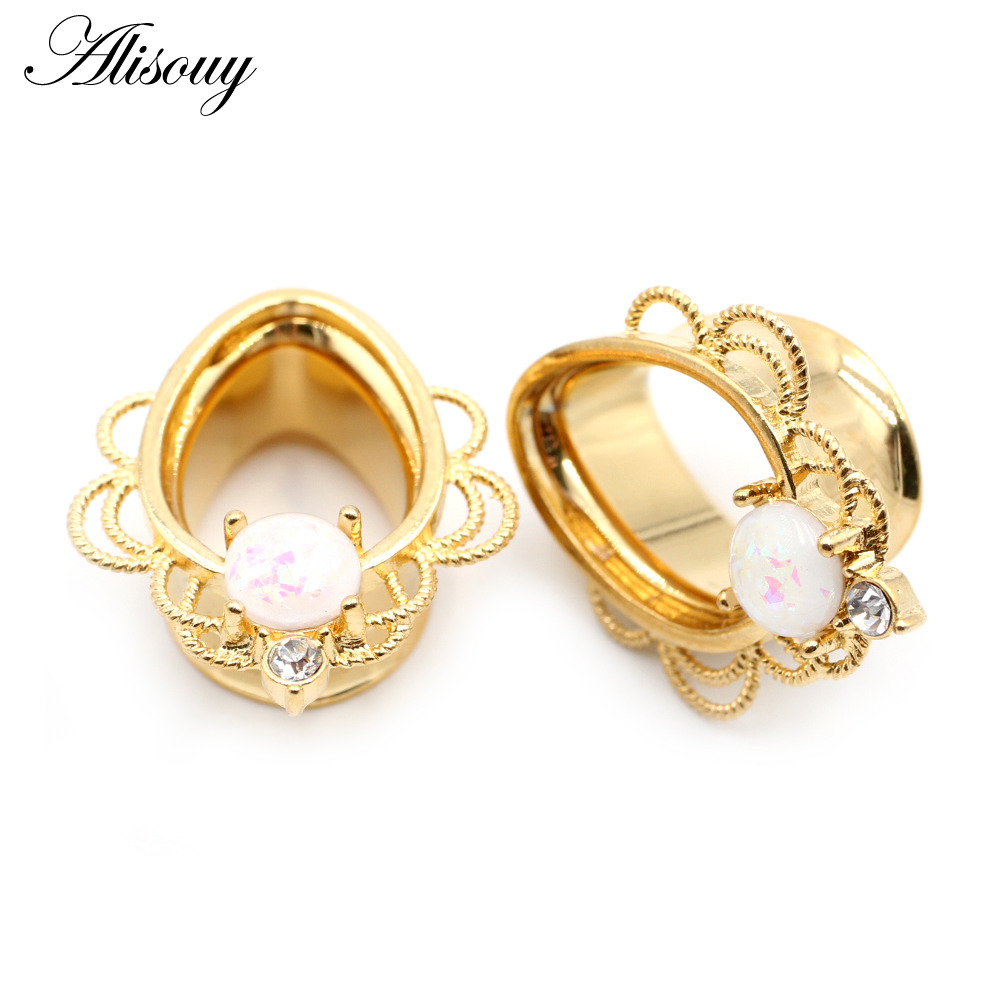 Alisouy 2PC Ear Piercing Plugs Tunnels Expanders Body Jewelry Gauges Studs Stretcher Earrings Jewelry 0G 00G