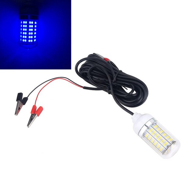 Luz de pesca de 12V, 108 Uds., 2835 LED, luz de pesca subacuática IP68, señuelos, lámpara buscador de peces, atraer gambas, calamar y Krill (4 colores): Azul
