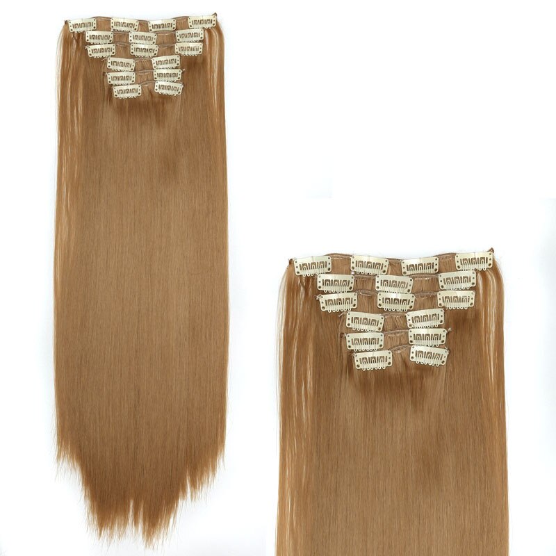 Cheveux de charme 24 pouces longue Extension de cheveux raides 6 pièces/ensemble 16 Clips haute température pince à cheveux synthétique dans l'extension de cheveux: 27 #