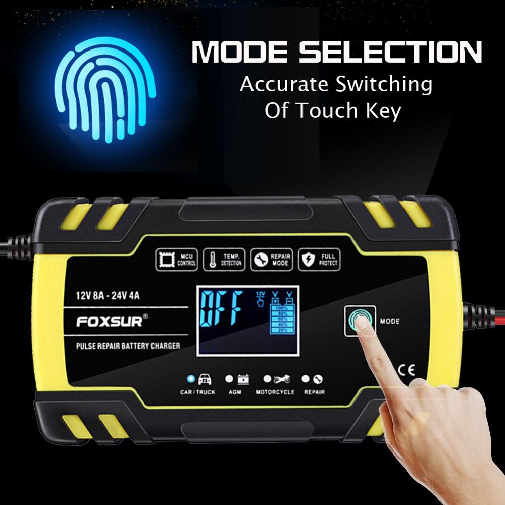 8A Full Automatic Car Battery Charger GEL AGM Wet EFB Lead Acid Battery Chargers Digital Pulse Repair LCD Display Charger
