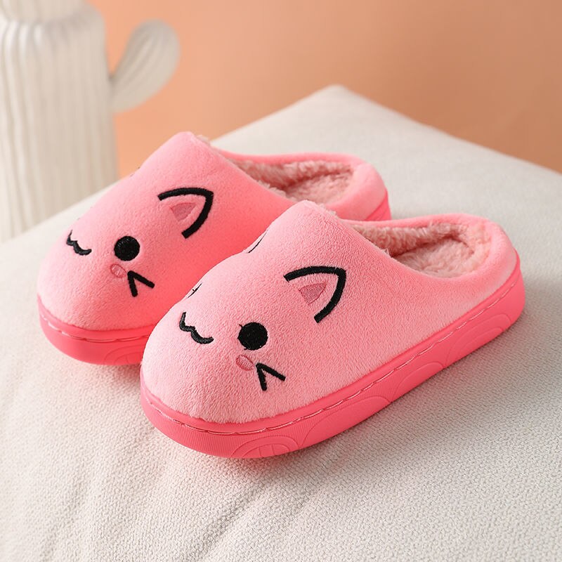 Kot kreskówkowy dzieci kapcie futrzane dom kreskówka dziecko kapcie z bawełny buty dla małego dziecka chłopcy dziewczęta futrzane kapcie domek dla dzieci buty