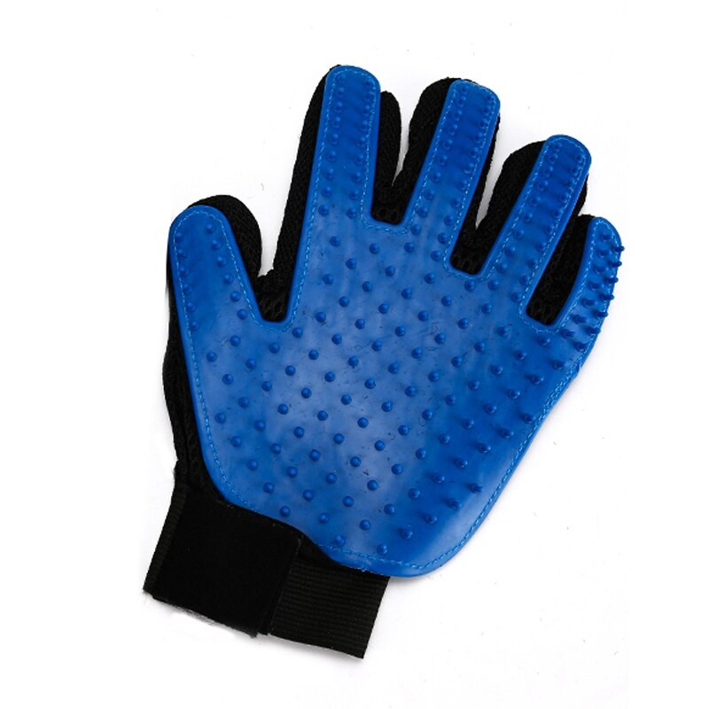 Handschoen Voor Katten Kat Grooming Hond Haar Deshedding Borstel Kam Handschoen Voor Hond Vinger Reiniging Massage Handschoen Voor dier: Left Hand Blue