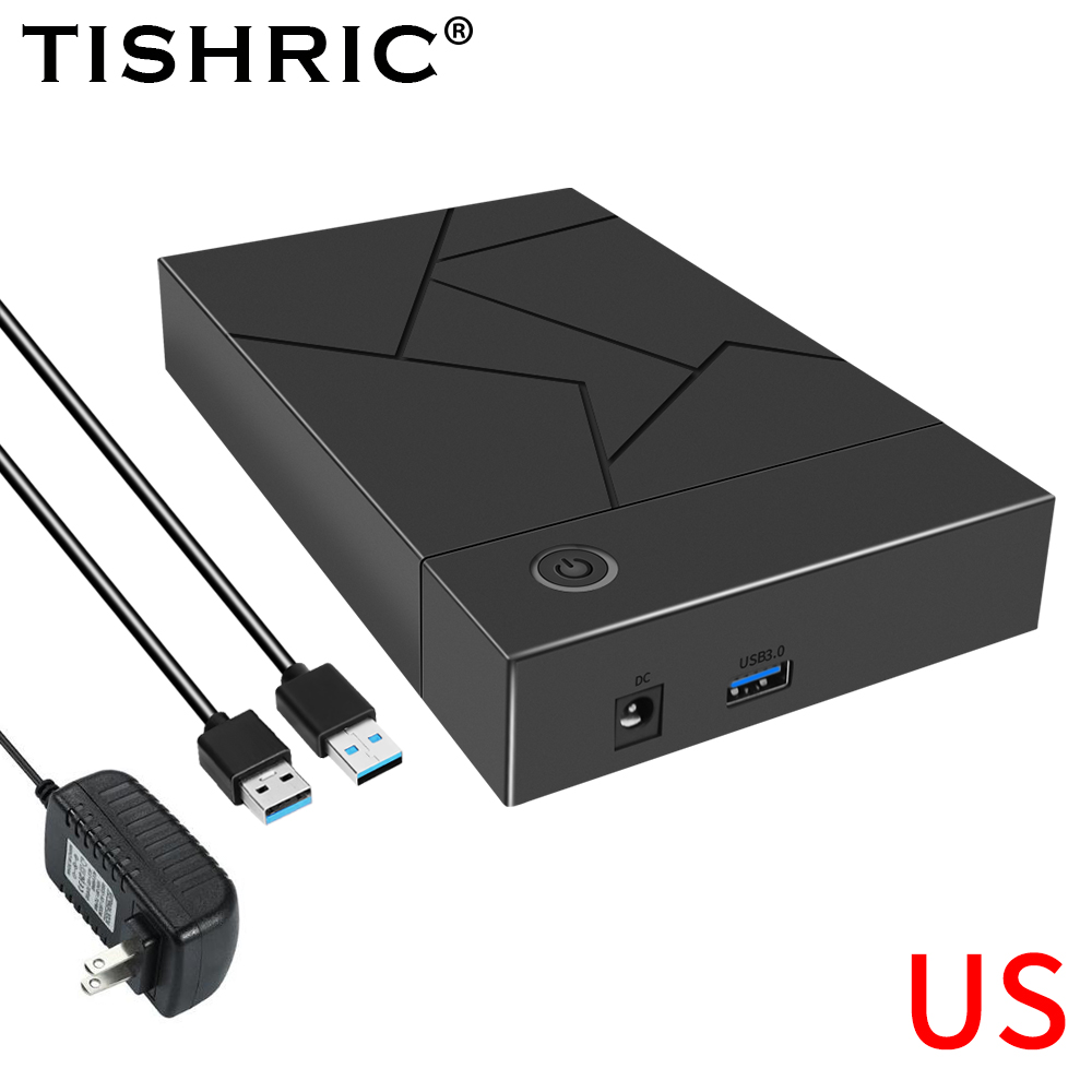 TISHRIC 3.5 Inch USB 3.0 to SATA Port SATA Hard Drive Case SSD Hard Drive Enclosure External Solid State Hard Disk Box HDD Case: grey
