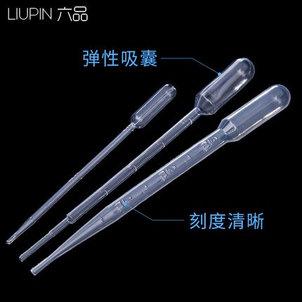 100 pièces/paquet 10 paquets en plastique pasteur pipette transfert pipette compte-gouttes polyéthylène 0.2ml/0.5ml/1ml/2ml/3ml