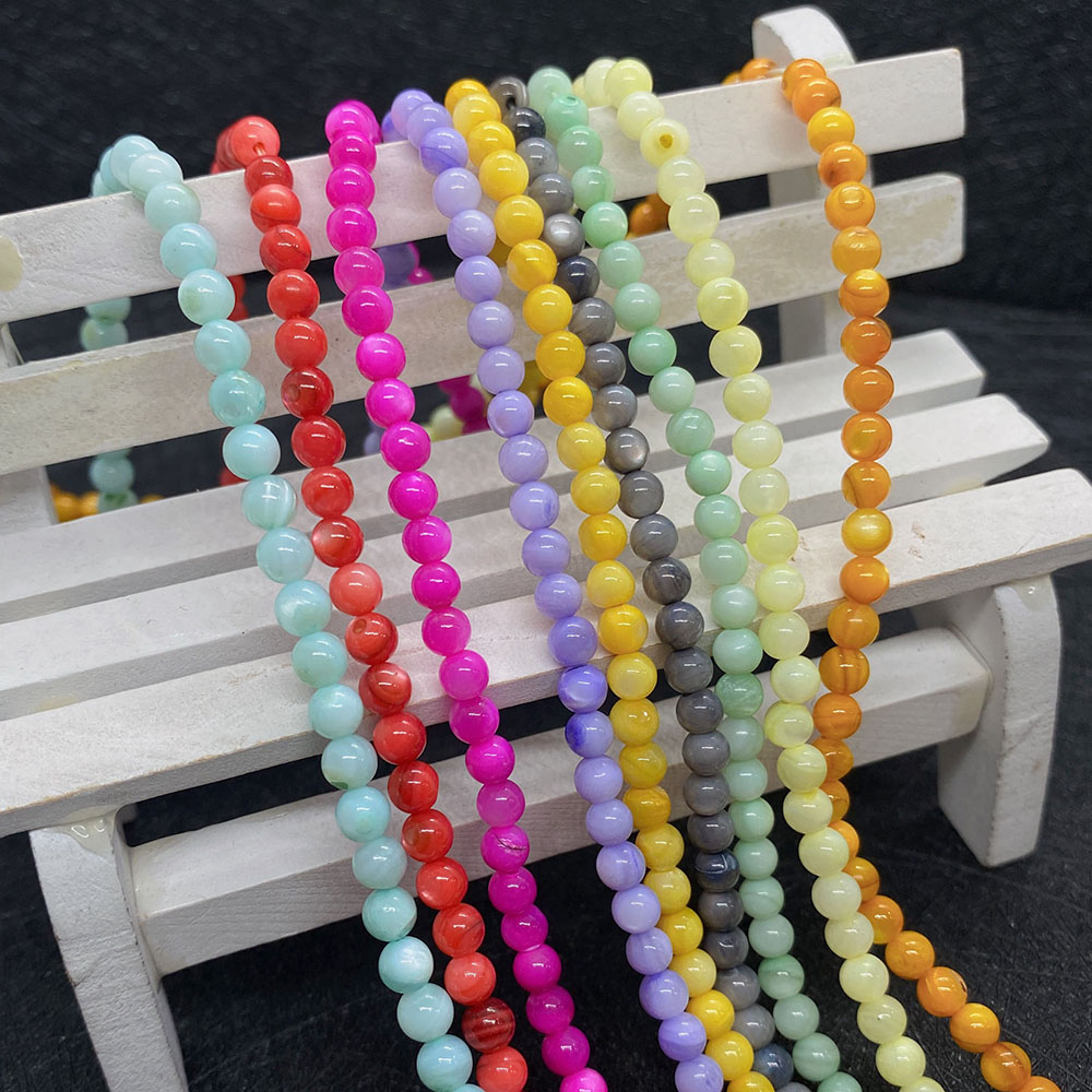 4mm gekleurde schelp kralen ronde losse kralen natuurlijke parelmoer schelp gespreide kralen sieraden maken DIY armband accessoires