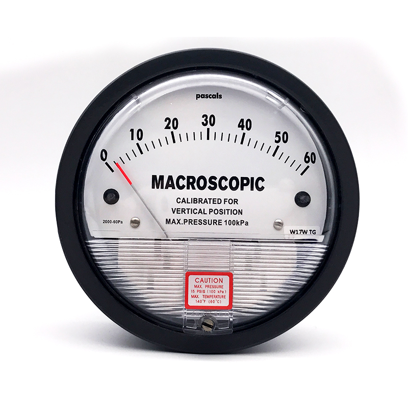 Jauge de différence de Micro-pression d'air pascal differenece mètre 0-30 Pa, 60 Pa, 100 Pa, 125 Pa, 250 Pa, 300 Pa, 500 Pa, 750 Pa, 1kPa, 5kPa etc.