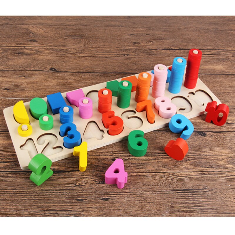 Children Wooden Materials Learning To Count Numbers Matching Digital Shape Match Early Education Teaching Mathematics
