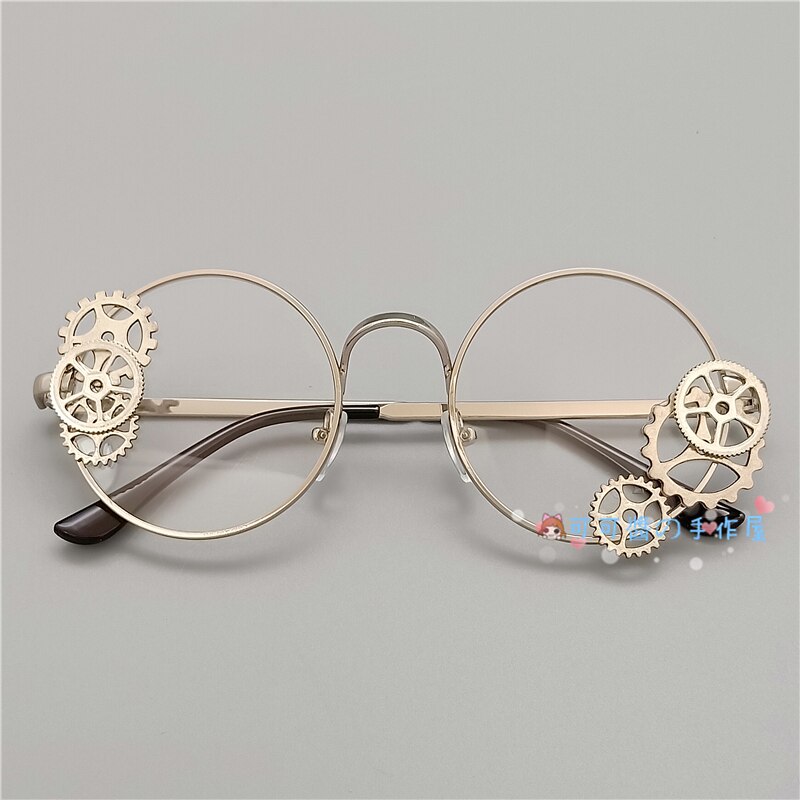 Hand made retro round frame glasses plane goth ste... – Grandado