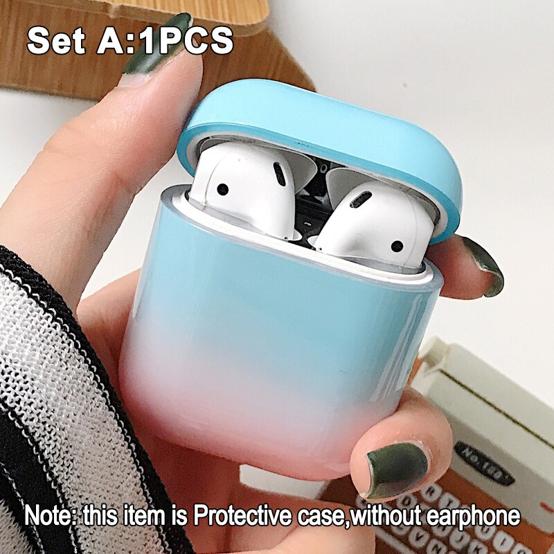 1/5PSC chiaro caso per caso sveglio di airpods Liscia gradiente della copertura per airpods 2 di tappo per orecchie Anti-perso rope copertura di caso di sport per airpods 2 caso
