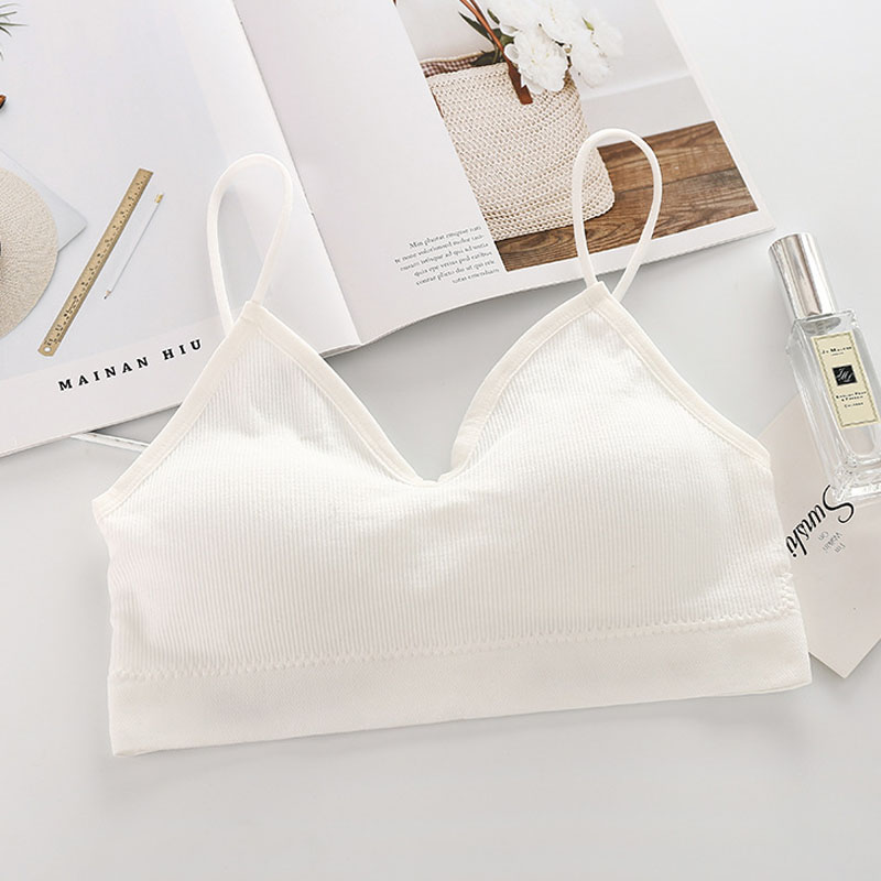 Elastic Gathering Bralette Push Up Bra Summer Anti-light Korean Style Wild Bras Tube Top Sexy No Rims Bra Wireless Bra Tops: white