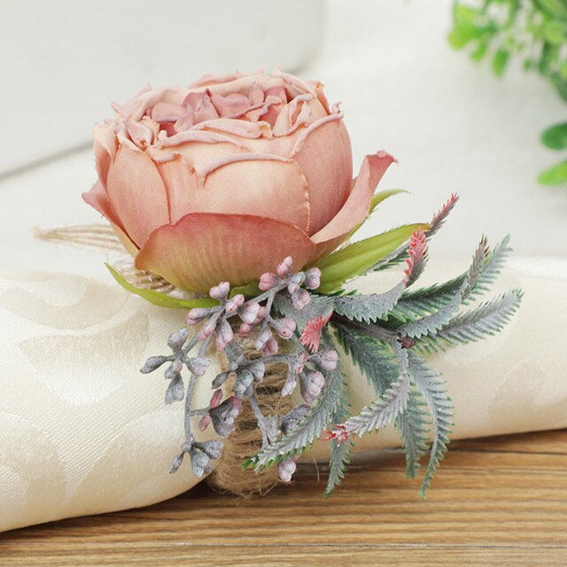 12Pc Valentijnsdag Natuurlijke Jute Servet Ring Touw Geweven Servet Gesp Linnen Houders Voor Thanksgiving Festival Partie Decoratie: 1pc Pink