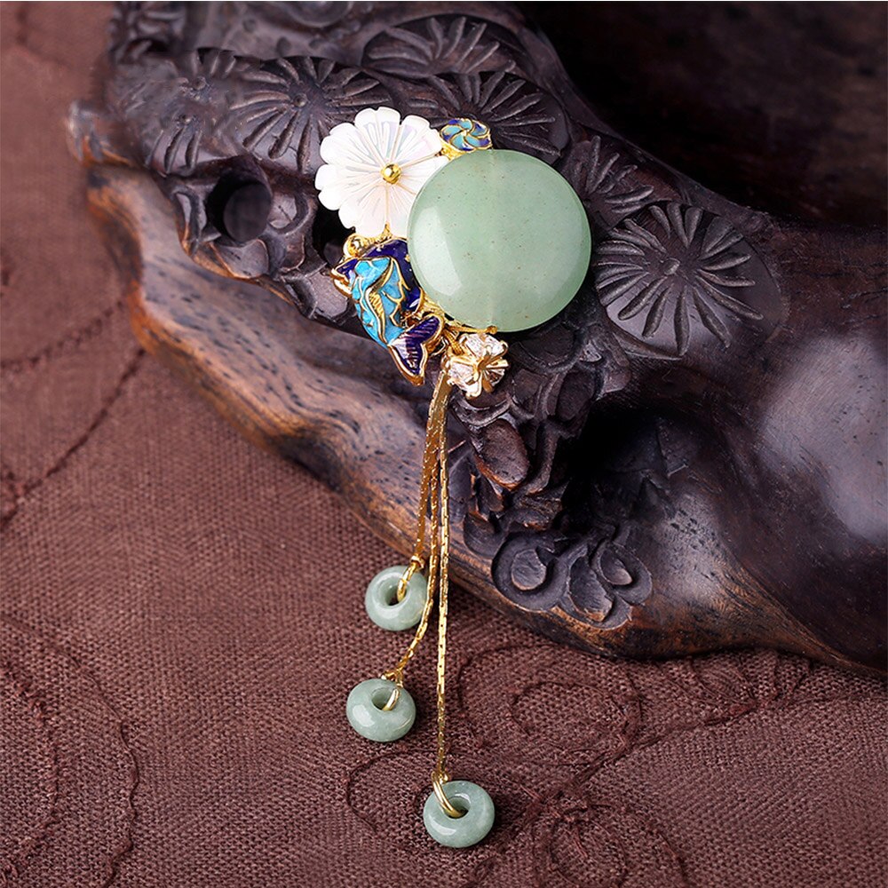 Cute Natural Jade Brooch Fmale Emerald Accessories Cardigan Pin Small Daisy Forest Brooch Cloisonne Accessories Brooch