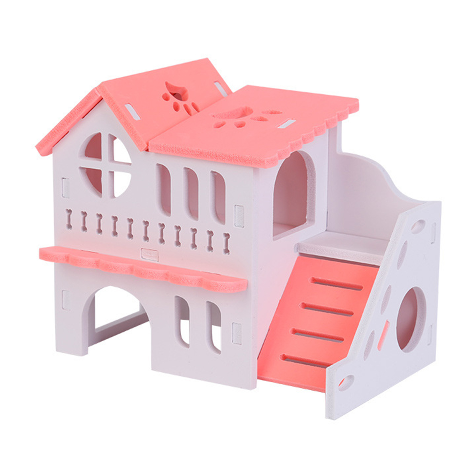Hamster Huis Speelgoed Huisdier Klein Dier Hideout Hamster Houten Huis 2 Lagen Met Ladder Houten Hut Hamster Spelen Speelgoed: Roze