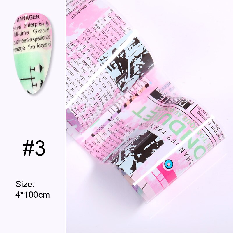 1 Doos Retro Nail Folie Krant Nail Serie Folies Nail Art Transfer Sticker Papier Kleurrijke Nail Art Decoraties Diy: 3