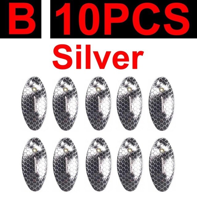 10 unidades de Señuelos de Pesca con cuchillas, señuelo de pesca con mosca, cuchara pequeña, señuelo giratorio, aparejos, hoja giratoria, accesorios de señuelo de trucha DIY: B 10pcs silver