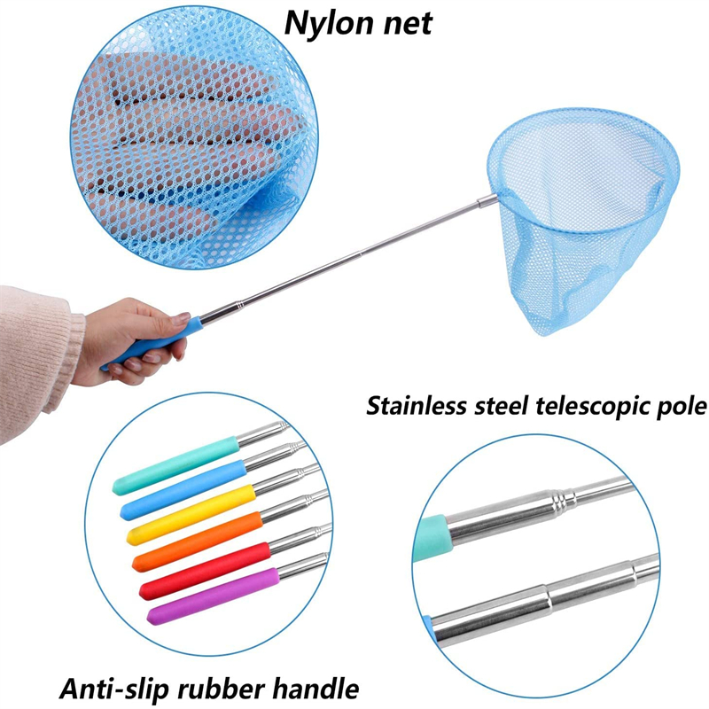 Rete da pesca in acciaio inossidabile Reti da pesca Tasca per pesci Rete da immersione Pali da pesca con asta telescopica Testa di rete Fornitura di attrezzi da pesca
