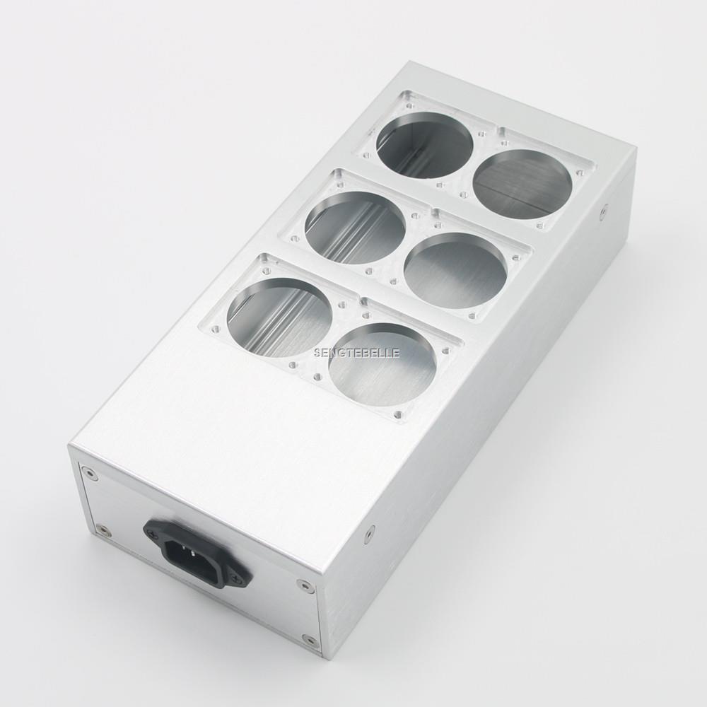 Full aluminum HIFI EU power case 4 / 6 outlet European standard power socket chassis