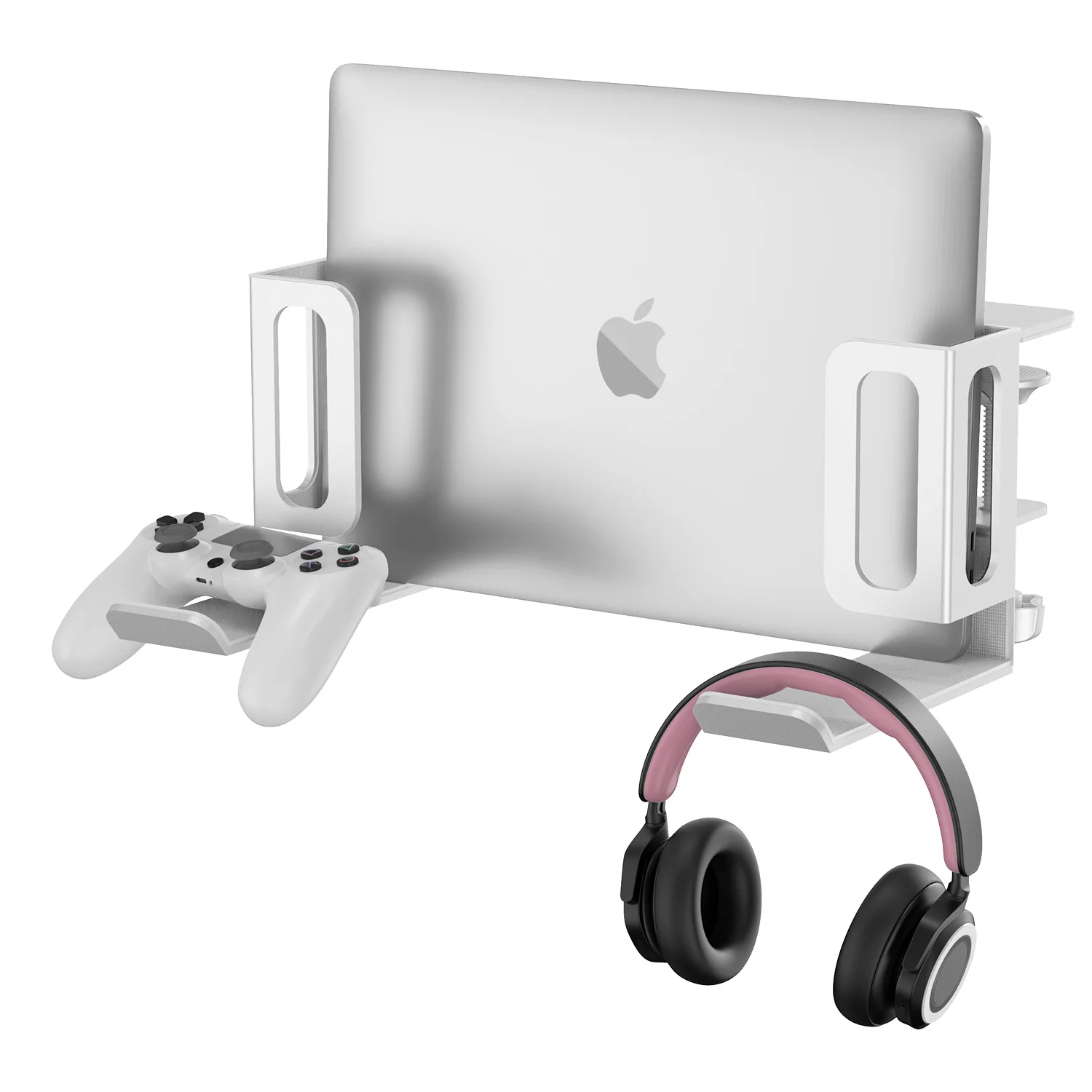 Vertical Laptop Stand, No Drill Desk Side Laptop Stand Organizer Adjustable Laptop Holder Desk Clamp on,Side Desk Holder Shelf: green