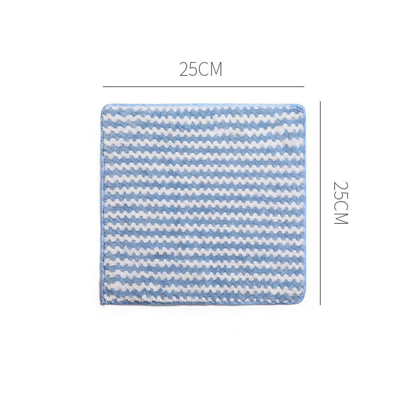 Household Super Absorbent Microfiber Towel Toad Kitchen Cleaning Towel Thicken Wave Stripes Coral Fleece: blue small